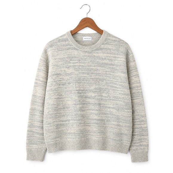 John Elliott Other - John Elliott Mens Grey White Space Dye Melange Knit Crewneck Sweater Relaxed Fit